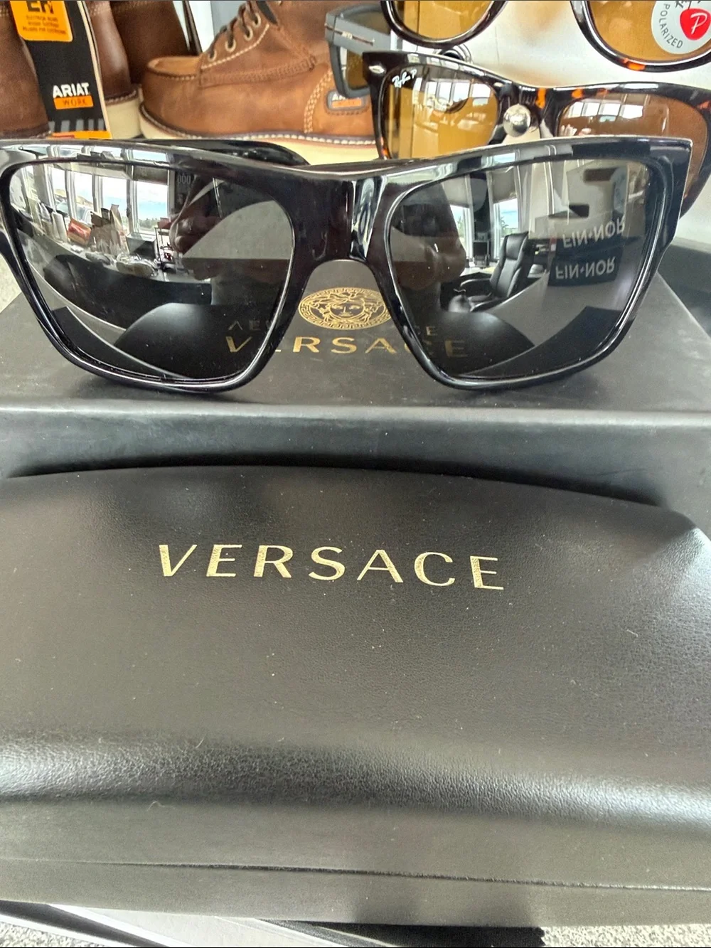 Versace Black Men's Sunglasses with Dark Lenses